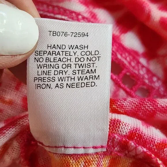 Pendleton Pink Linen Top Tie-Dye Look Ladder Trim Lightweight Women's SZ S - Picture 3 of 11